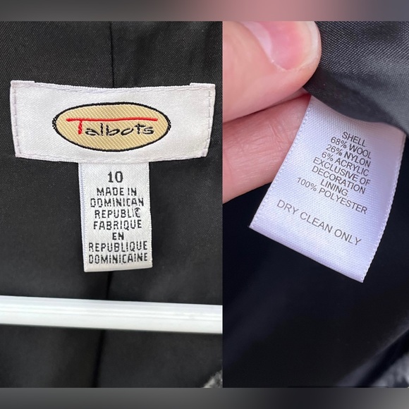 Talbots Wm’s Wool Blend Gingham Buffalo Plaid Black & White Button Jacket Sz 10P - Picture 3 of 16